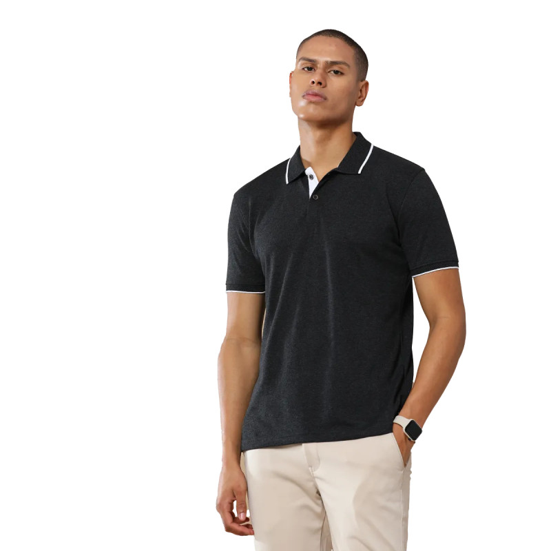 Charcoal Mel Jacquard Polo