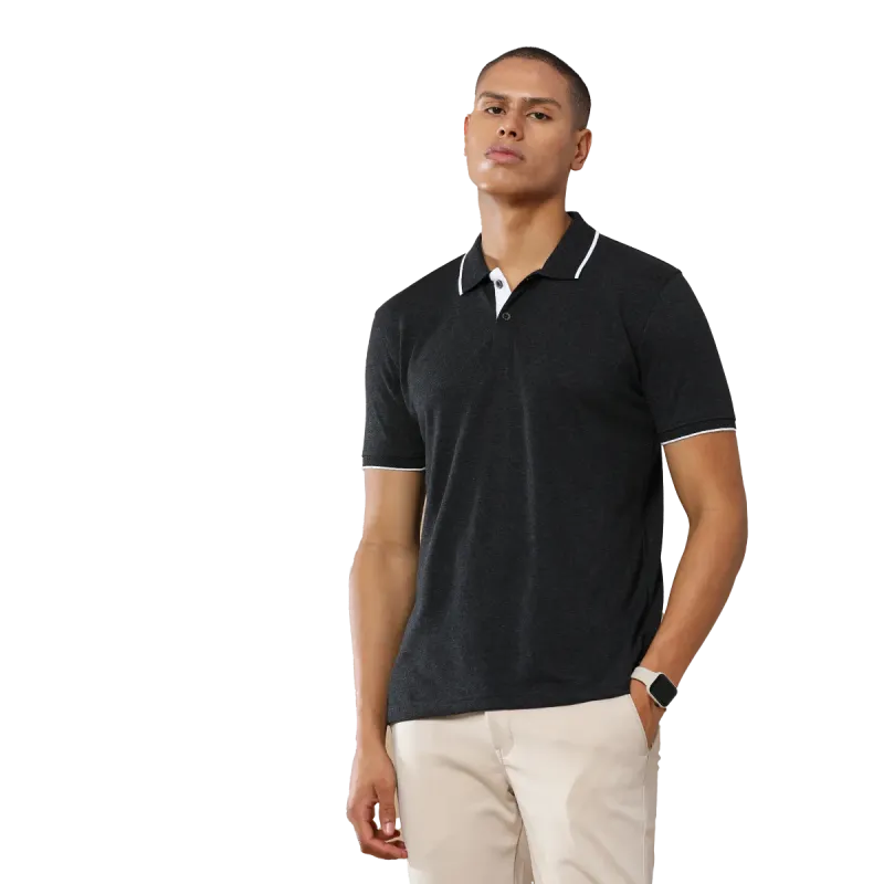 Charcoal Mel Jacquard Polo