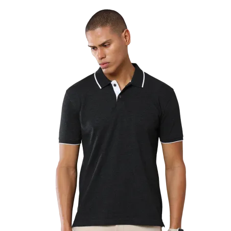 Charcoal Mel Jacquard Polo