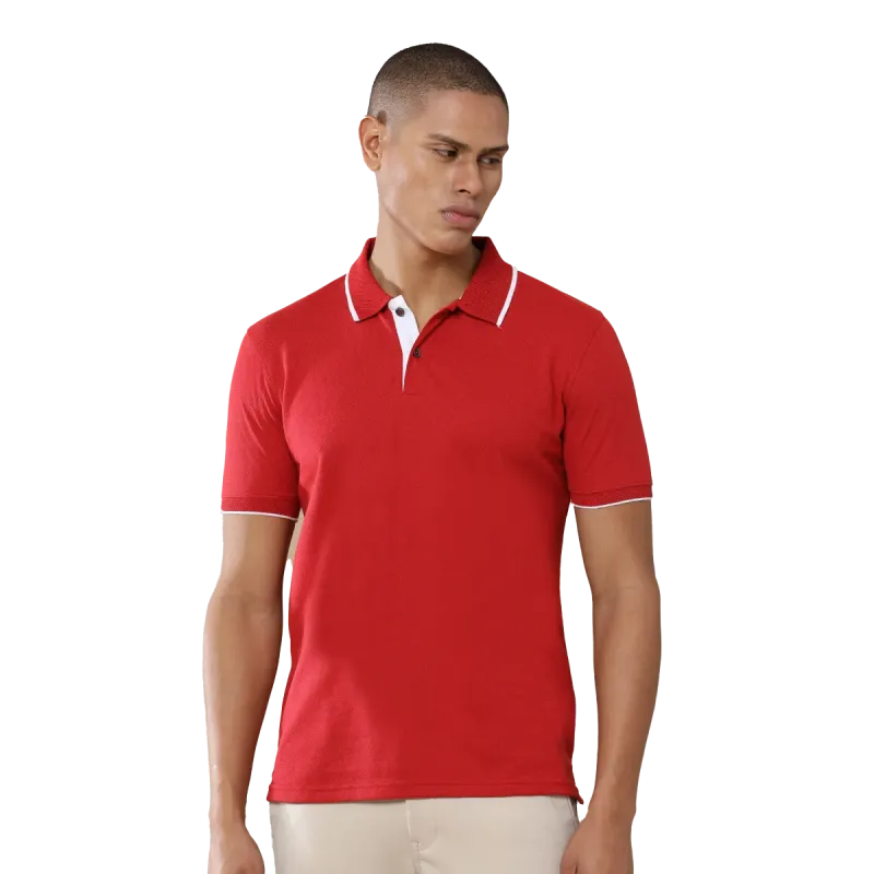 Heather Red Jacquard Polo