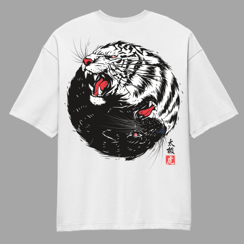 Black And White Tiger Oversized T-Shirt