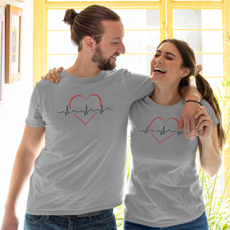 Heart Beat Line Couple T-Shirt