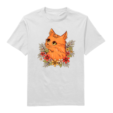 Tropical Kitty Round Neck T-Shirt