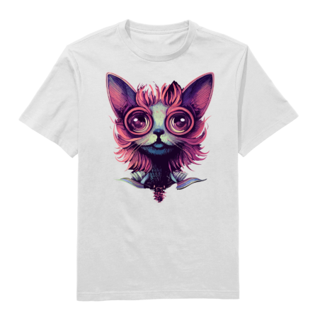 Cosmic Cat Round Neck T-Shirt