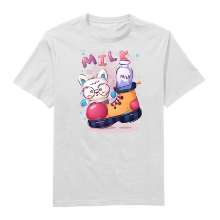 Stargazing Cat Round Neck T-Shirt