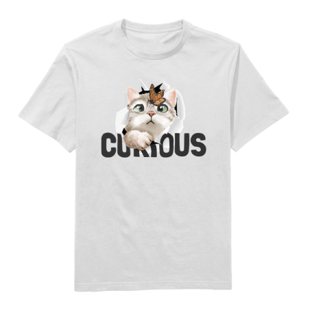 Curious Cat Round Neck T-Shirt