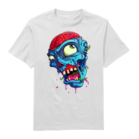 Halloween Brain Zombie Round Neck T-Shirt