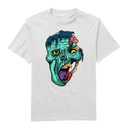 Halloween Eaten Zombie Head Round Neck T-shirt