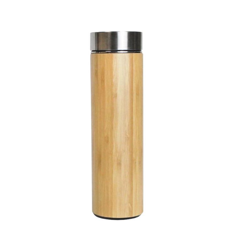 Thermos Bamboo Bottle with temperature display