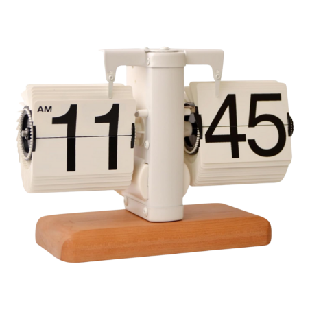 Mechanical flip  clock with bamboo wood