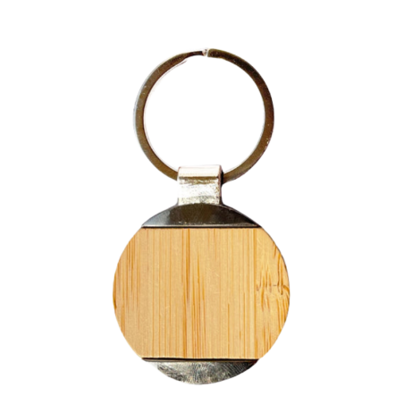 Round Bamboo Keychain